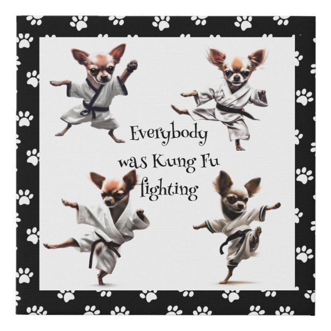 Karate Chihuahua Art  Faux Canvas Print (Front)