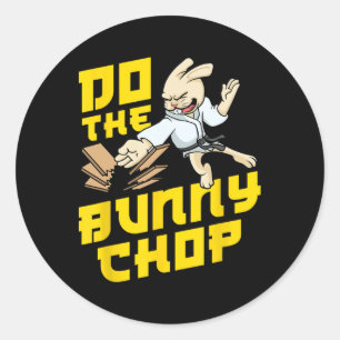 Karate Chop Action Bunny Pun Martial Arts Kids Boy Classic Round Sticker