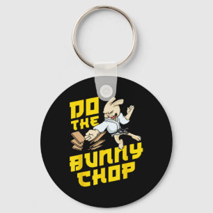 Karate Chop Action Bunny Pun Martial Arts Kids Boy Keychain