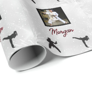 Karate Christmas Wrapping Paper with Photo & Name