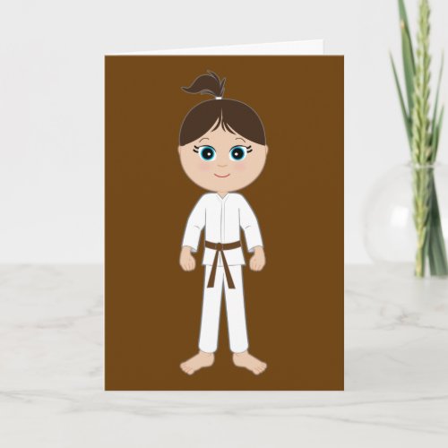 Karate Congratulations Brown Belt Girl Card