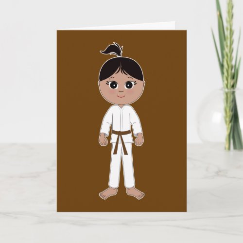 Karate Congratulations Brown Belt Girl Card