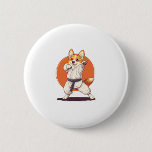 Karate Corgi � Martial Arts Dog Button