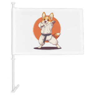 Karate Corgi � Martial Arts Dog Car Flag