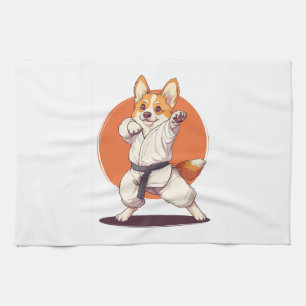 Karate Corgi � Martial Arts Dog Kitchen Towel