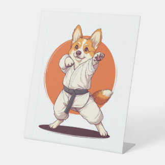 Karate Corgi � Martial Arts Dog Pedestal Sign