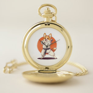 Karate Corgi � Martial Arts Dog Pocket Watch