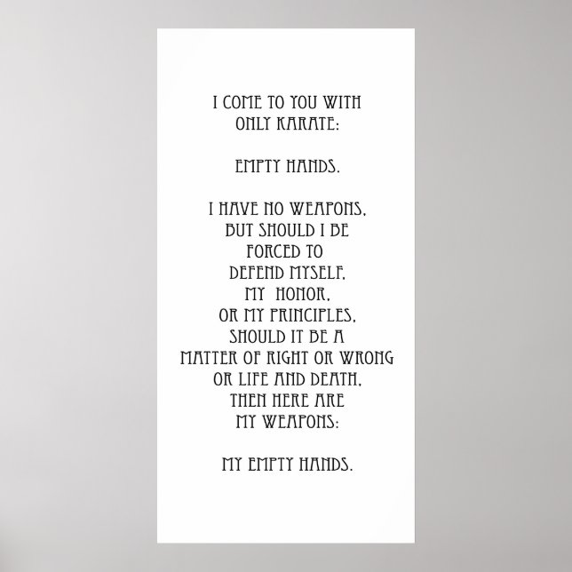 KARATE CREED POSTER (Front)