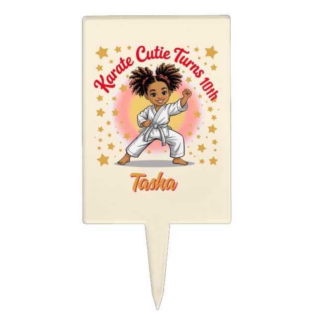 Karate Cutie Birthday Girl Celebration Martial Art Cake Topper (Front)