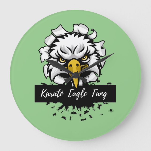 Karaté Eagle Fang T-Shirt Ceramic Ornament Throw P Large Clock (Front)