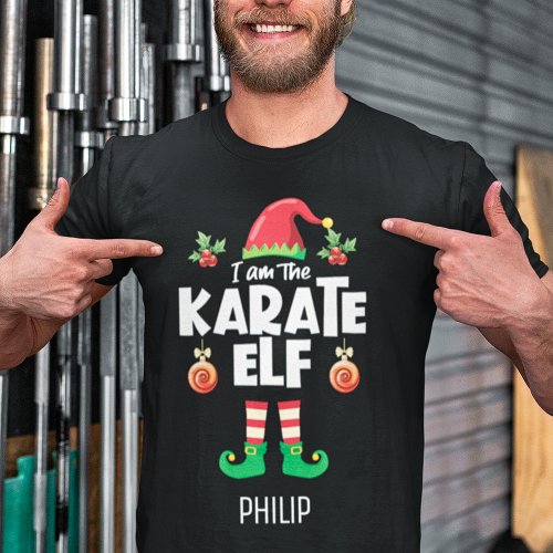 Karate elf family matching christmas name T_Shirt