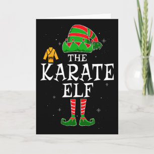 Karate Elf Group Matching Family Christmas Kids Me Card