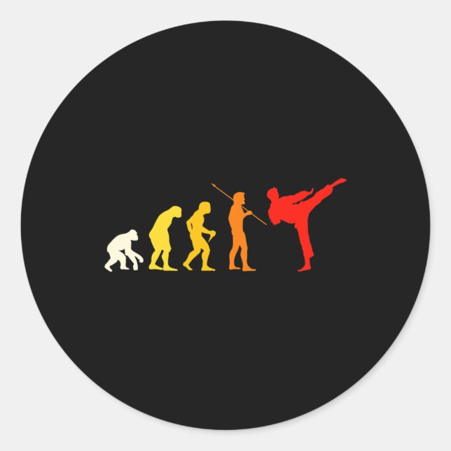 Karate Evolution Kung Fu Shotokan Gift Martial Art Classic Round Sticker (Front)