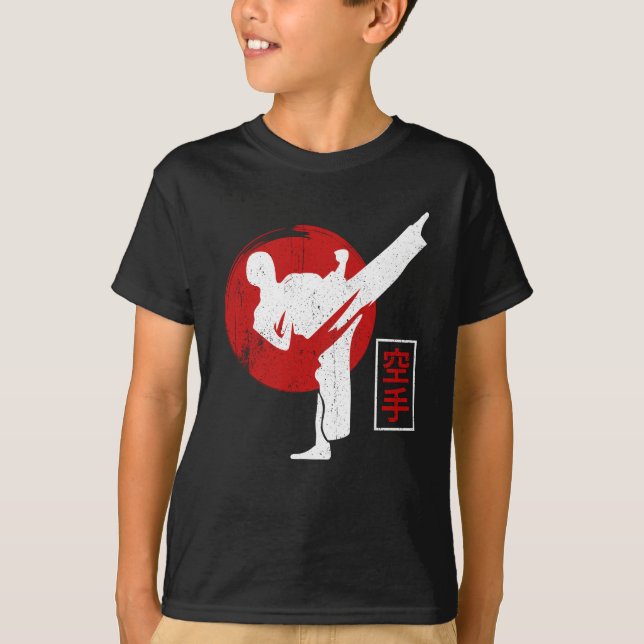 Karate Fighter Black Belt Karate Kick T-Shirt (Front)