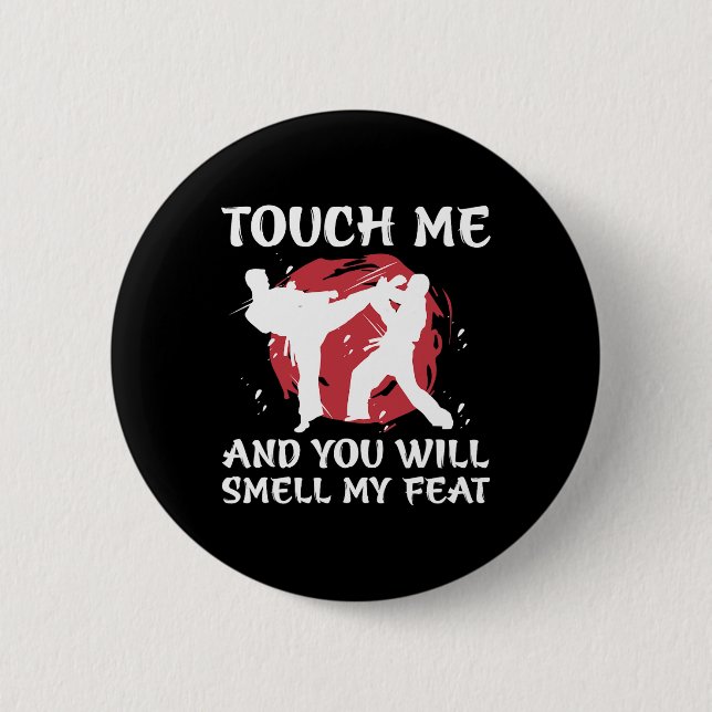 Karate Fighter Boy Youth Men Japanese Martial Arts Button (Front)