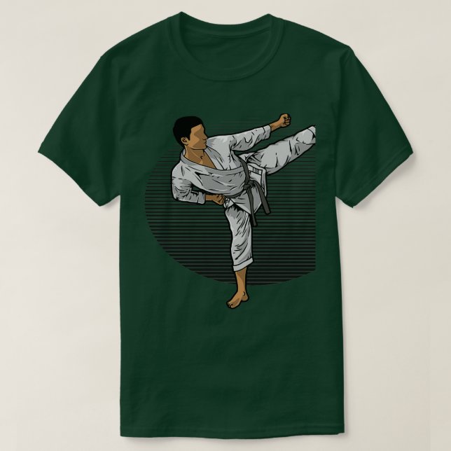 Karate Fighter Do A Sidekick Kick T-Shirt (Design Front)