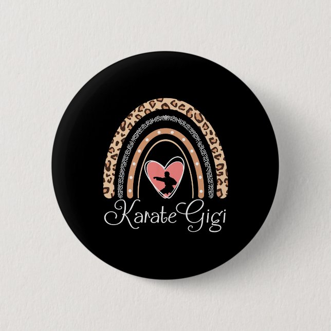 Karate Gigi Boho Rainbow Funny Karate Gigi  Button (Front)