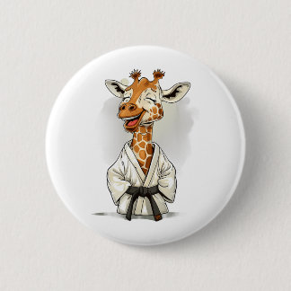 Karate Giraffe Motif Taekwondo Jiu-Jitsu Mma Button