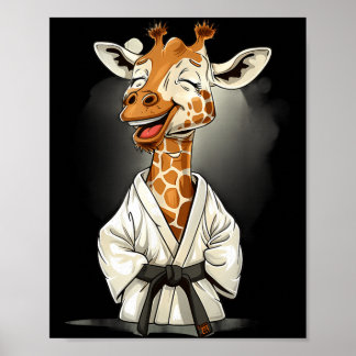 Karate Giraffe Motif Taekwondo Jiu-Jitsu Mma Poster