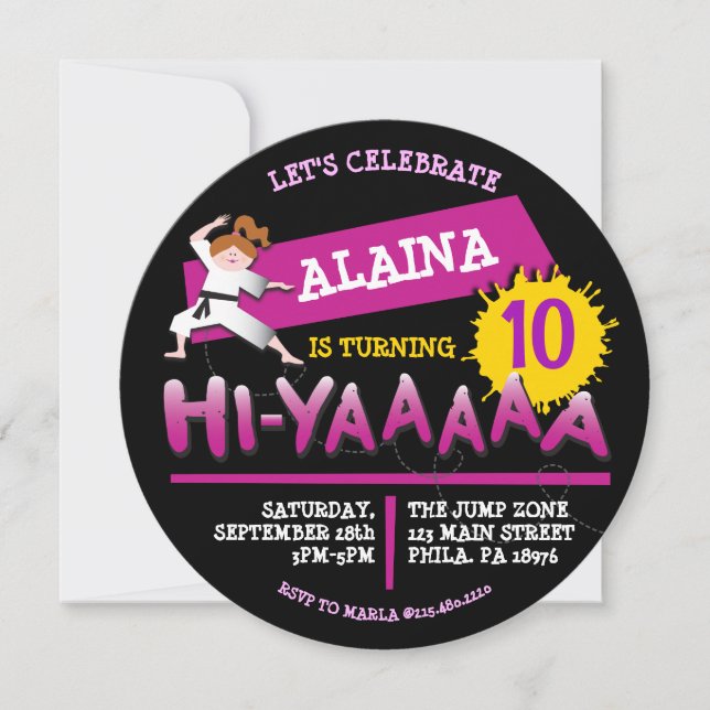 Karate Girl Birthday Party Invitation Invitation (Front)