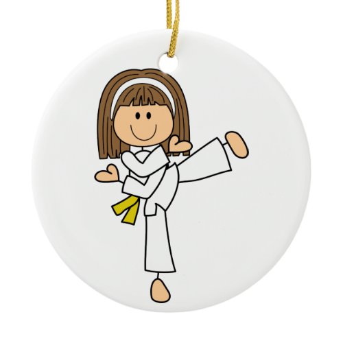 Karate Girl Ceramic Ornament