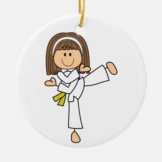 Karate Girl Ceramic Ornament