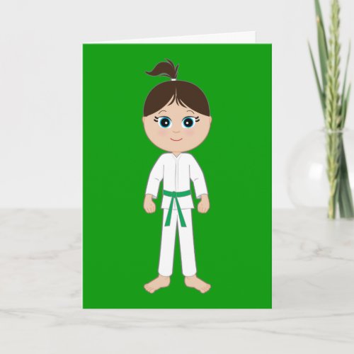 Karate Girl Congratulations Green Belt Card