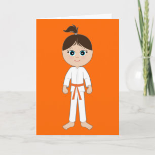 Karate Girl Congratulations Orange Belt Card