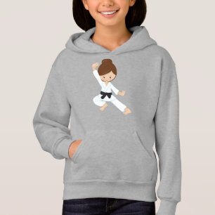 Karate Girl, Cute Girl, Black Belt, Brown Hair Hoodie