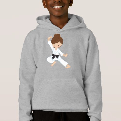 Karate Girl Cute Girl Black Belt Brown Hair Hoodie