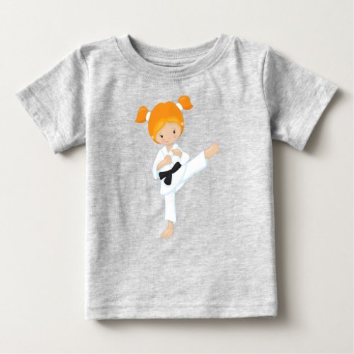 Karate Girl Cute Girl Black Belt Orange Hair Baby T_Shirt