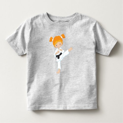Karate Girl Cute Girl Black Belt Orange Hair Toddler T_shirt