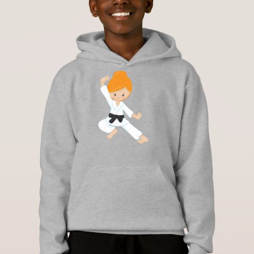 Karate Girl Cute Girl Orange Hair Black Belt Hoodie