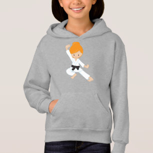 Karate Girl, Cute Girl, Orange Hair, Black Belt Hoodie