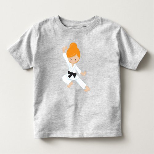 Karate Girl Cute Girl Orange Hair Black Belt Toddler T_shirt