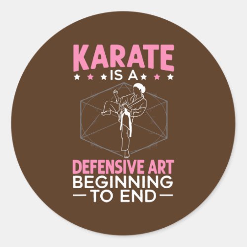 Karate Girl Defensive Art  Classic Round Sticker