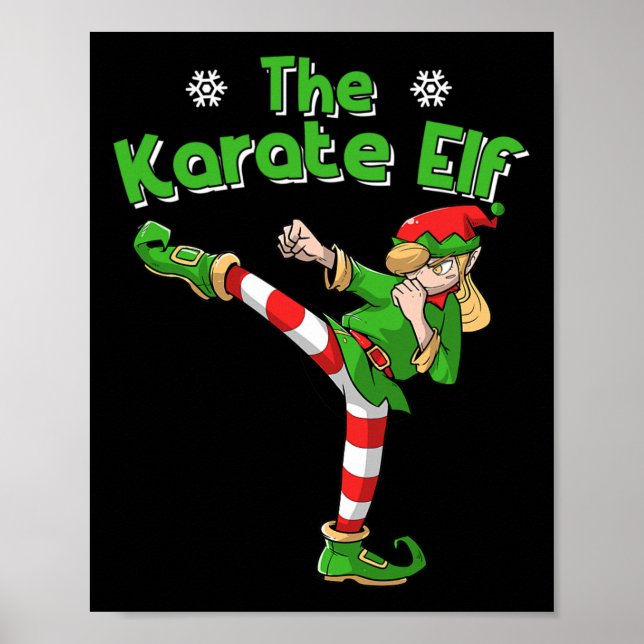 Karate Girl Elf Martial Arts Christmas  Poster (Front)