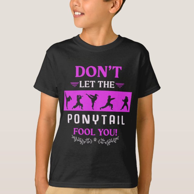 Karate Girl Funny Black Belt Taekwondo Fighting T-Shirt (Front)