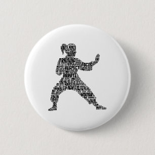 Karate Girl Kids Button