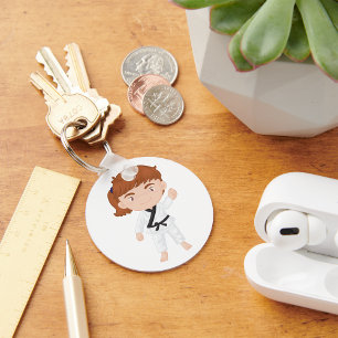 Karate Girl Kids Martial Arts Character Keychain