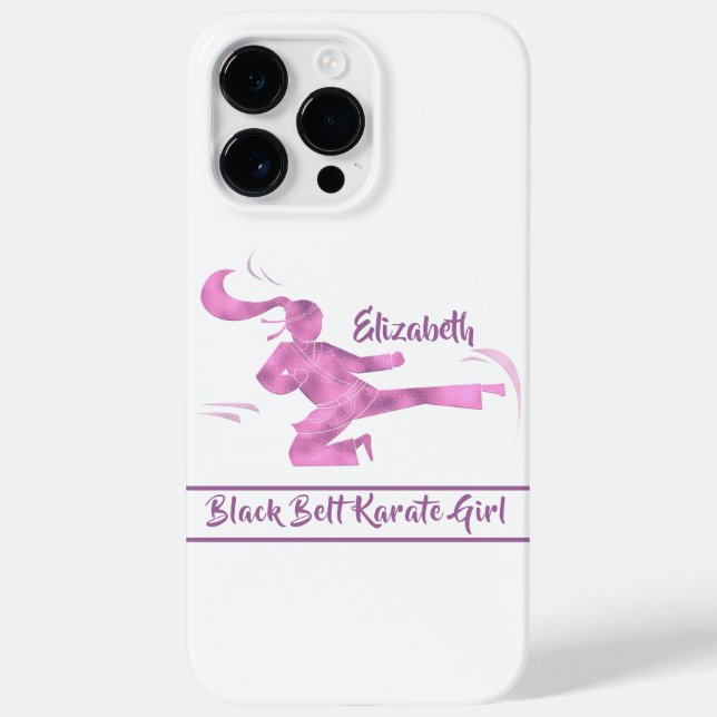 Karate Girl Pink Purple Modern Japan Martial Art Case-Mate iPhone Case (Back)