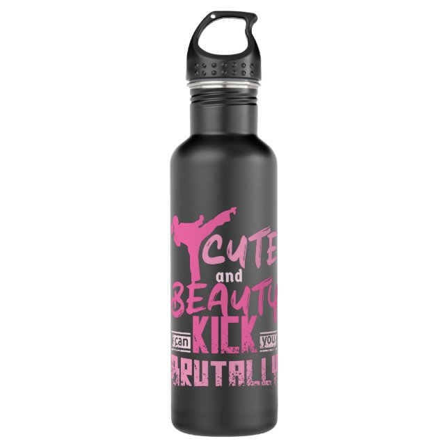 Karate Girl Stainless Steel Water Bottle (Front)