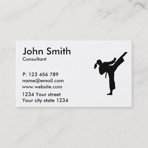 Karate girl woman business card