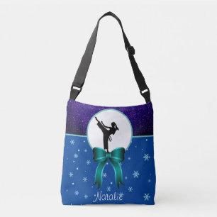 Karate Girls Glitter and Bow Snowflake  Crossbody Bag