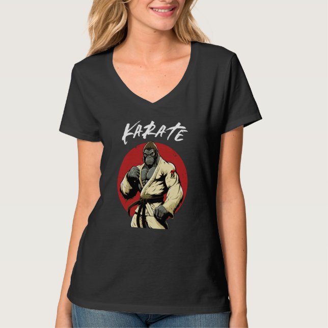 Karate Gorilla Karateka Boys and Girls Karate Gori T-Shirt (Front)