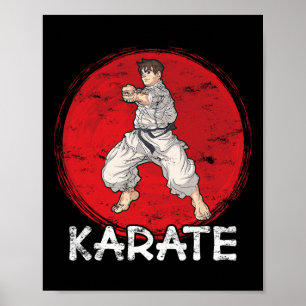Karate Grunge Design A Man In Anime Style Does Pun Poster