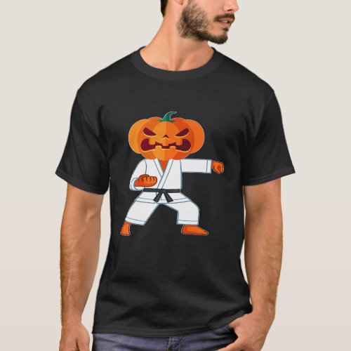 Karate _ Halloween Karate Fighter Pumpkin Head Sca T_Shirt