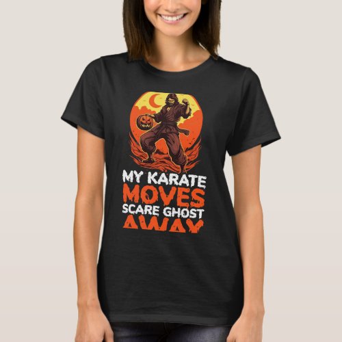 Karate Halloween Scary Trick Or Treat Spooky Marti T_Shirt