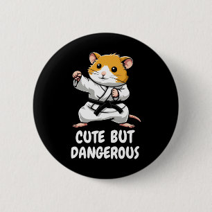 Karate Hamster Cute But Dangerous Funny Martial Ar Button