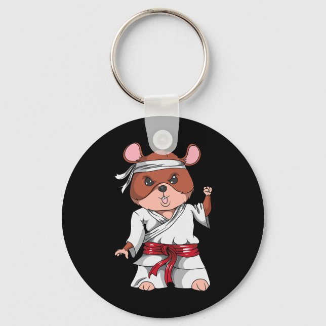 Karate Hamster Kickboxing Martial Art Jiu Jitsu Fa Keychain (Front)